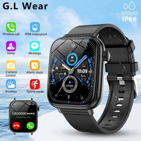 2025 New Women 1.85 inch Screen Customized Dial IP68 Waterproof Smart Watch Men Bluetooth Talk Fashion Bracelet