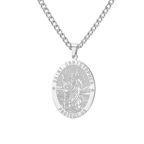 LIKGREAT St Christopher Pendant Necklace for Men Women Travel Protection Blessing Catholic Amulet Gifts Stainless Steel Jewelry H260311