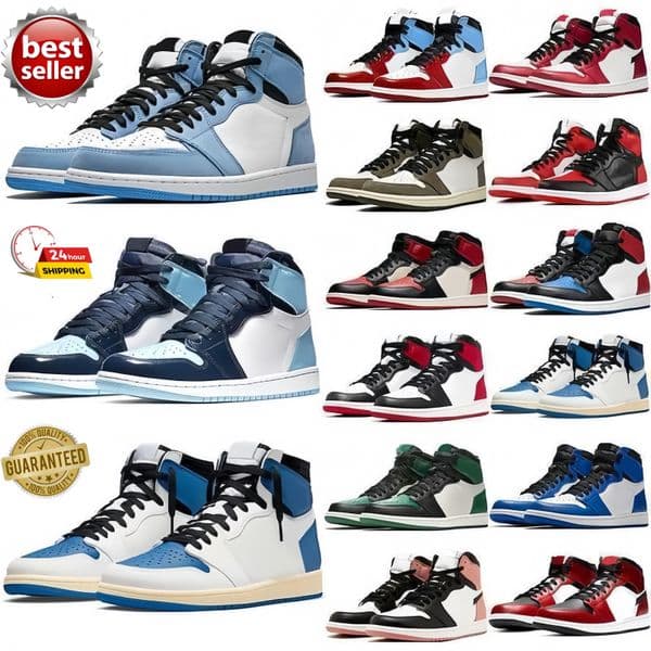 2026 New High University Blue 1S 1 Basketball Shoes Bordeaux Dark Mocha Pollen Barely Rose Light Smoke Grey Twist Black White UNC Patent Men Women Sneakers outd