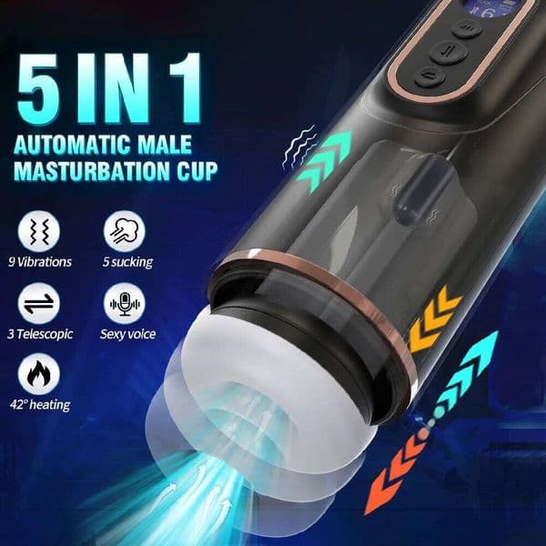 Automatic Telescopic Sucking Male Masturbator Vibrating Intelligent Heating Sexy Voice Earphone Pocket Pussy Sex Toy for Men Z260311