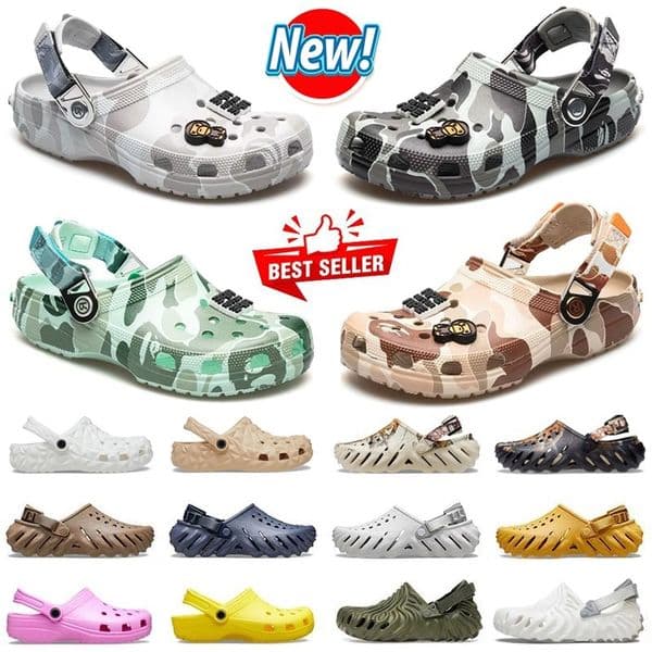 Summer Slides Designer croc Clog Sandals Beach Clogs Slippers Black White Pink Blue Green Grey Purple Orange Yellow Classic Men Women Waterproof Sandal Slipper 36-45