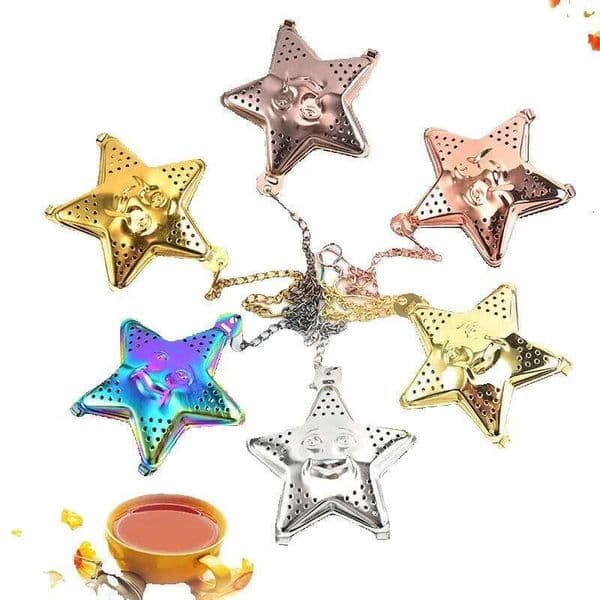 Star Shape Infuser Chain Tea Strainer Stainless Steel Kitchen B2