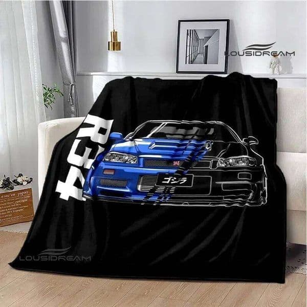 GTR racing retro printed blankets Warm soft and comfortable home travel bed picnic blanket birthday gift L260601