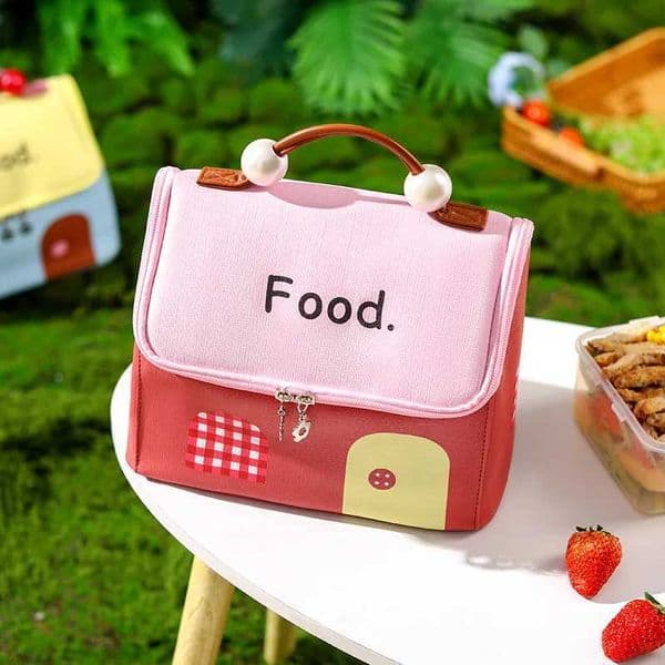 Portable Thermal Insulation Rice Bag - High Value Cute Small House Bento Lunch Box Bag H260310