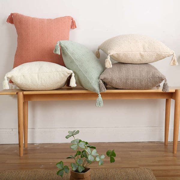Modern Minimalist Tassel Homestay Home Solid Color Fabric Sofa Cushion Living Room Bedroom Bedside Backrest Pillow Cover