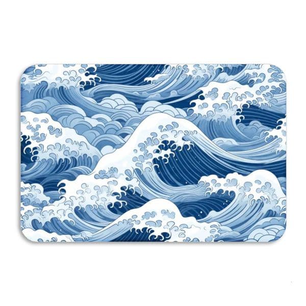 Ins Wind Japanese Sea Wave Floor Mat New Chinese China-Chic Ukiyo-e Wave Patterns Diatom Mud Mat Bathroom Non slip Entrance Door Mat