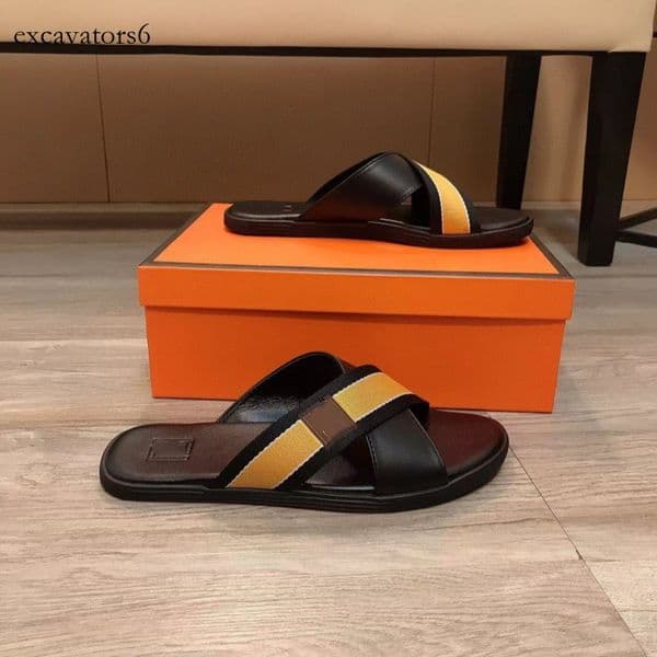 H slipper designer mens slides flat summer sandals sandale shoes ladies classic brand casual woman outside slippers beach real leather top