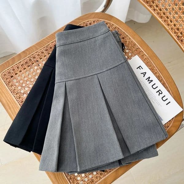 Grey JK Pleated Skirt Women Summer High Waist Solid Preppy Dance Skirts Y2K Korean Slim All-match Mini Skirts 260306