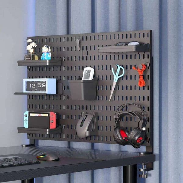 Desktop Pegboard Organizer: Vertical Storage with Headphone Stand Gaming Room Must-Have, Desk Upgrade 26Y0312