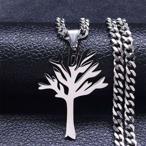 1 Piece Simple Tree of Life Personalized Fashion Style Titanium Steel Silver Color Pendant Necklace for Men and Women H260311
