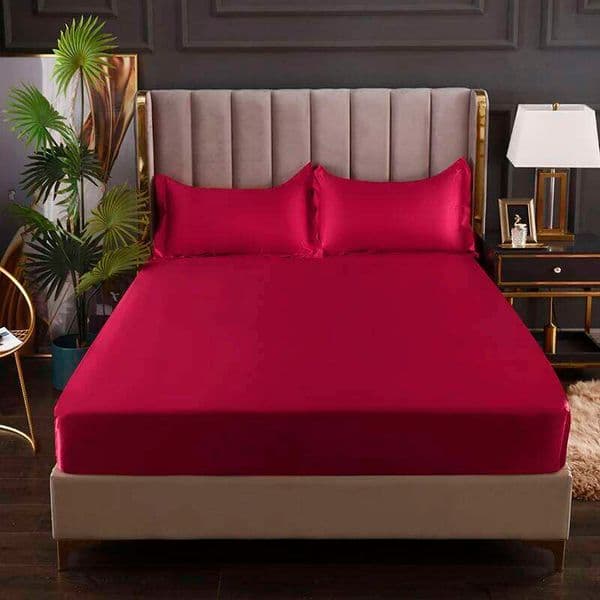 Solid Satin Fitted sheet, Large Size 200 * 220, Skin Friendly Elastic Band, Bed Sheet Pillowcase, Customizable Mattress Cover 26H0312