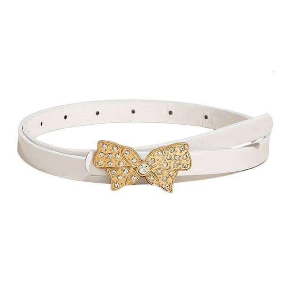Patent Leather Butterfly Rhinestone Belt Decorative Versatile Pin Waistband Gold Buckle Business Waist Strap S260311