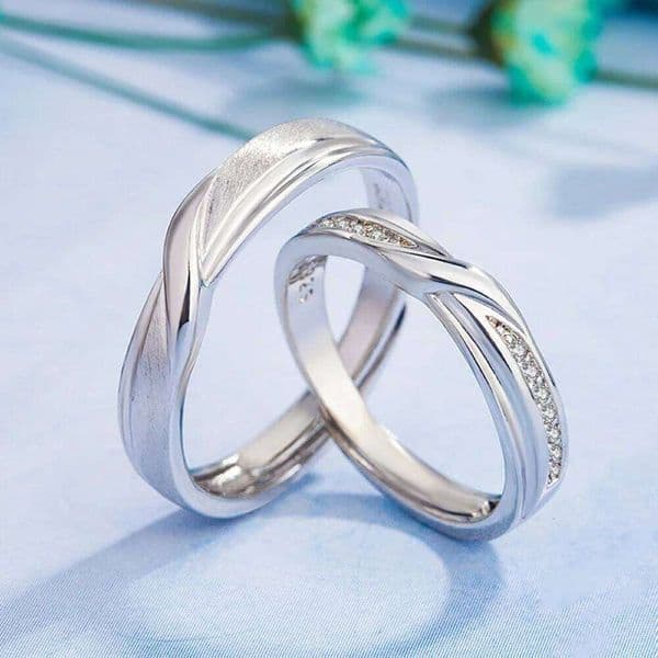1 Pair Copper Plated Platinum Adjustable Frosting Twist Couple Ring Men Women Overlap Opening Finger Jewelry Deop Shipping W260311