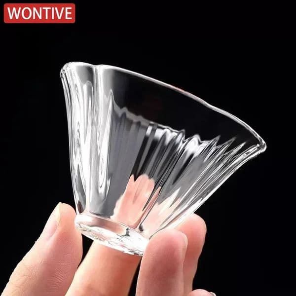 1-2PCS 40ML Japanese Style Petal Small Tea Cups Single Cup Special Heat-resistant Glass Tea Cup Crystal Master Cup Transparent 260302