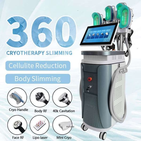 2026 New 360 Cryo Cellulite Removal No Side Effect Cryolipolysis Machine Fat Freezing 9 In 1 Cavitation RF Face Lifting Jawline Contour Vacuum Cup Jowl Remover