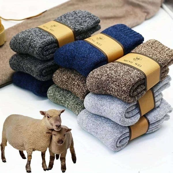 3 Pairs Men's Winter Warm Thick Towel Mid-Calf Socks, Anti-Cold Snow Boots Socks Elastic Solid Color Z260312