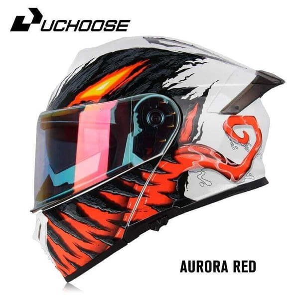 Uchoose DOT Approved Full Face Helmets Crash Motorbike Protective Gear Men Women Flip Up Helmet Motorcycle Double Sun Visor 26W0312