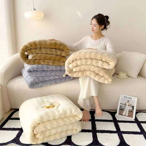 A Milk Bed Blanket, Children, Adults, Warm Winter, Solid Color Durable, Sofa, Comfortable Soft Coral Velvet Quilt L260601