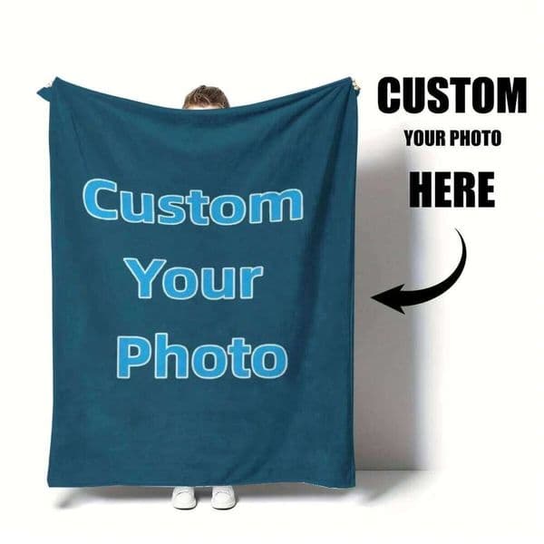 Custom Personalized Thick Winter Flannel Blanket with Your Photo Soft Warm Cozy Plush Fleece for Sofa Bed Office Nap Car Travel L260601