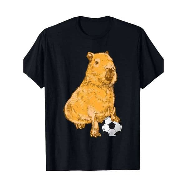 180g Pure Cotton Capybara Football Mens Stylish Graphic Print T-Shirt - Comfortable Casual Wear With Eye-catching Designs Q260312