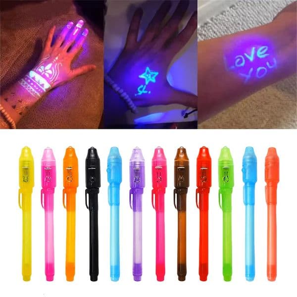 12/36/96pcs 2 in 1 Luminous Light Pen Magic Purple UV Child Invisible Ink Pen Black Light Combo Drawing Learning Education Toys 260312