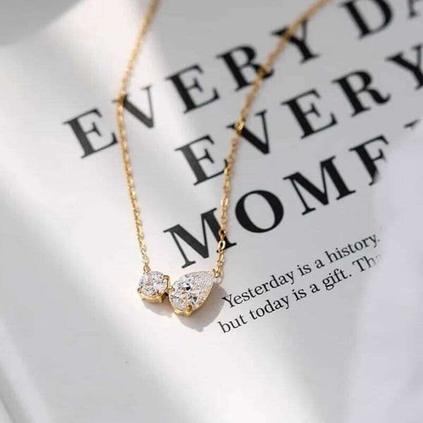 Stainless Steel Hypoallergenic Water Droplet CZ Pendant for Women Waterproof Ins Necklace Jewelry Birthday Gift H260311