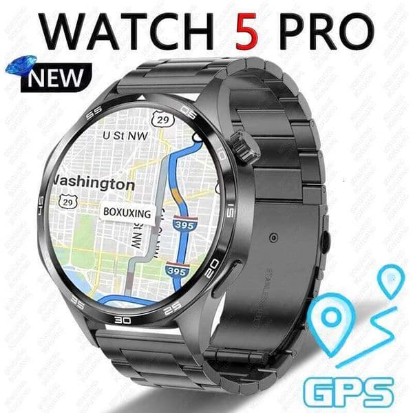 BOXUXING 2026 New Smart Men Watch 5 Pro AMOLED HD Screen Call GPS Trajectory NFC Heart Rate Compass SmartWatches 26Y0312