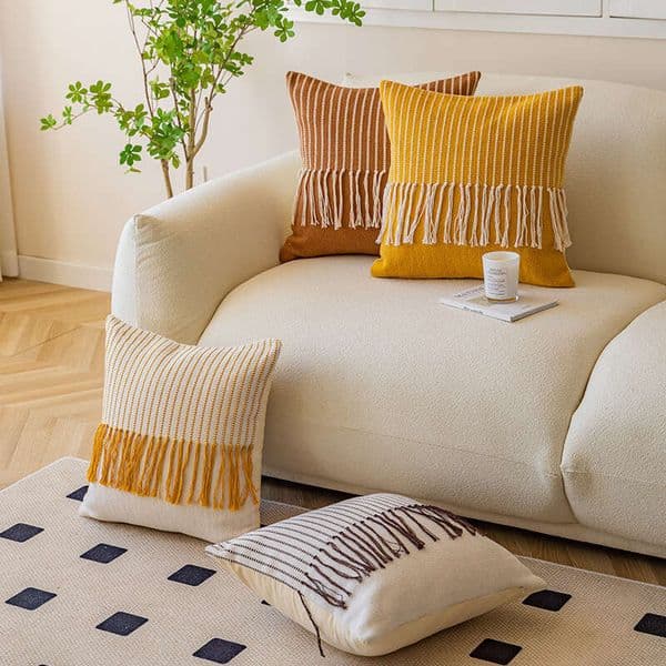 Long Tassel Pillow Bohemian Cut Flower Office Car Sofa Cushion Cover Bedside Pillowcase