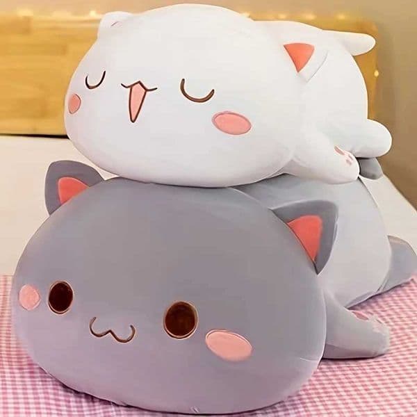 Kawaii Lying Cat Plush Toys Stuffed Cute Cat Doll Lovely Animal Pillow Soft Cartoon Cushion s Birthday Gifts Bedroom Decor Z251209