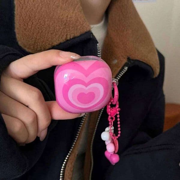 Korean Cute Love Heart Earphone Case For Galaxy 3 Pro FE Core Headset Cover Silicone Headphone Cases Buds 2 26L0312