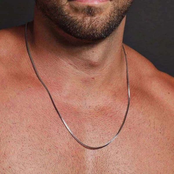 1/2/3MM Thin Necklace for Men,Stainless Steel Square Box Chain Link Collars,Male Jewelry Gift H260311