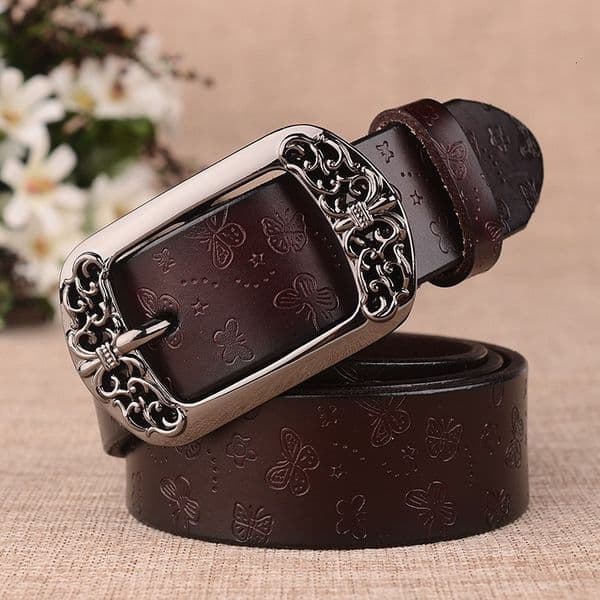 2026 New Designer Luxury Brand Fashion Leisure Versatile Women's Needle Buckle Belt Retro Leisure Decoration Carving Leather Belt Multi Functional Wholesale