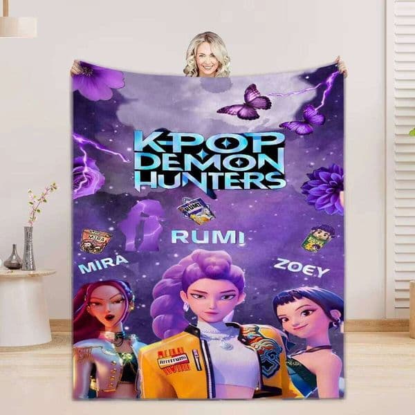 KPOP Demon Hunters Flannel Blanket For Office Camping Nap Leisure Blankets Birthday Gifts Girls Home Decor L260601
