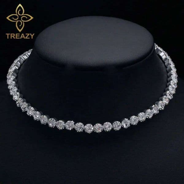 TREAZY Bridal Fashion Crystal Rhinestone Choker Necklace Women Wedding Accessories Tennis Chain Chokers Jewelry Collier Femme H260311