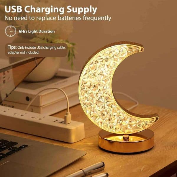 Bedroom Crystal Touch Dimming Night Light Girls Room Home Decor Aesthetics USB Bedside LED Ambient Table 3d Moon Lamp 26L0312