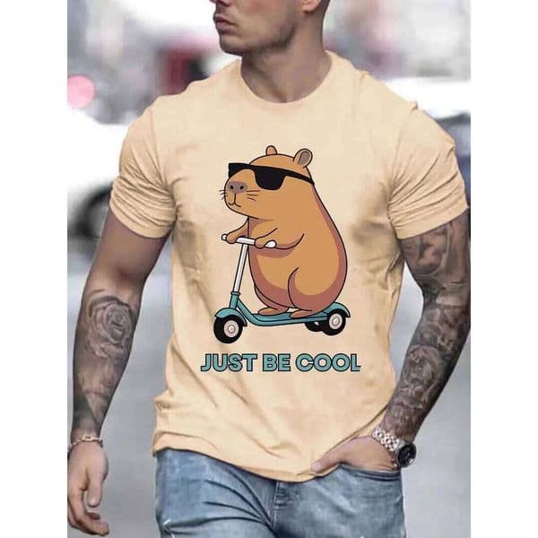 Just Be Cool Graphic T Shirt Men Women New 3D Printed Trendy Cute Capybara Short Sleeves Tops Fashion Y2k Kids T-Shirts T260312