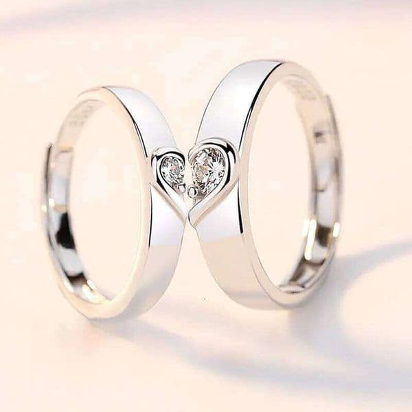 Luxury Romantic Two Hearts Beat As One Couple Rings for Women Men Fashion Zircon Wings Design Engagement Wedding Ring Jewelry W260311