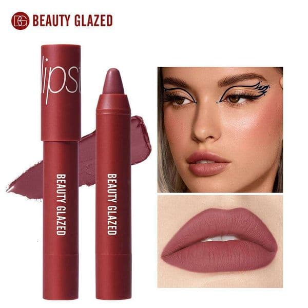 Beauty Glazed Matte Lipstick Pencil Waterproof Long Lasting Balm 12 Colors Velvet Lip Liner Pen Lips Makeup Women Cosmetics W260311