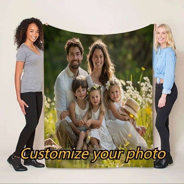 A custom that can be printed with or text. Use your own photos to customize a picture blanket S26