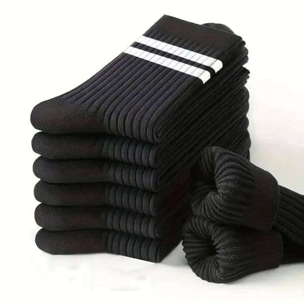 6 Pairs Men's Spring Autumn Simple Casual Black White Striped Breathable Mid Tube Sock High-quality Round Neck Socks Z260312