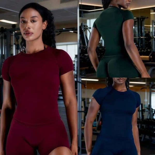 Women Running Sports T Shirt Summer Short Sleeve Round Neck Breathable Stretchy Gym Yoga Fitness Top 26Y0312