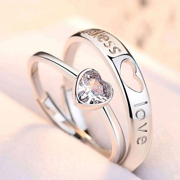 1 Pair Adjustable Heart-Shaped Couple Ring Copper Plated Platinum Men Women Finger Jewelry Drop Shipping Valentine's Gift W260311
