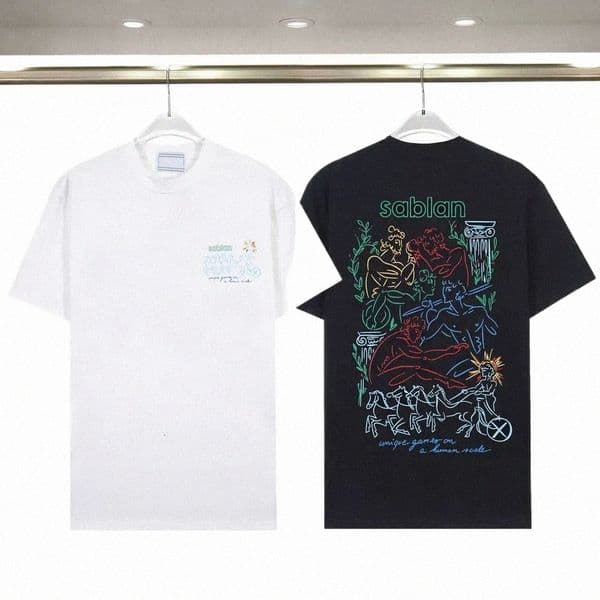 Shirt Summer Mens Casas T Shirt Designers Women Loose Shorts Sleeve Apparel Designer T Shirt Street Casas Polos Clot e77W#