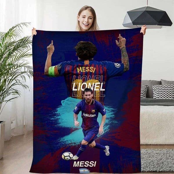 Winter Blanket Sofa Messi Digital Print King Size Warm Knee Bed Fleece Camping Custom Fluffy Soft Blankets Microfiber Bedding S26
