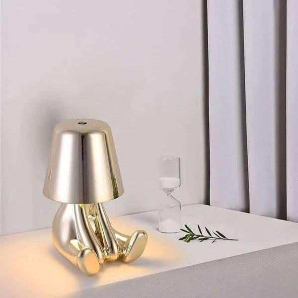 Bedside touch control lamp, LED table with golden figurine decoration, three-level brightness room decor lamp 26L0312