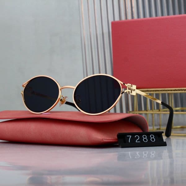 sunglasses Alloy frameless sunglases designer women curved surface lens women's luxury sun glasses logo box nice 7 color