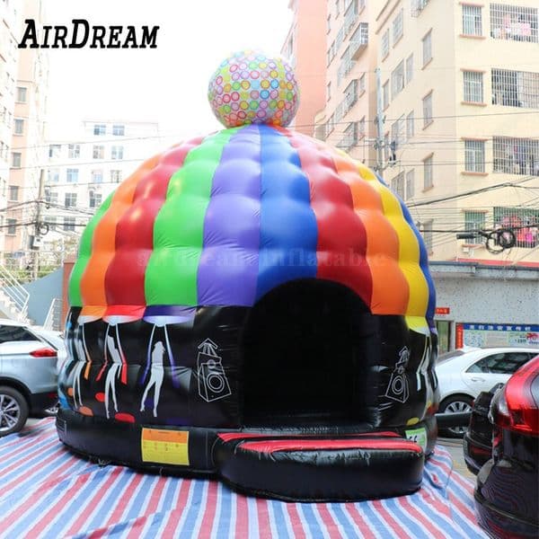 Free Shipping Party Rainbow Colorful Inflatable Disco Trampoline Dance Music Dome Bounce Castle Outdoor Camping Tent