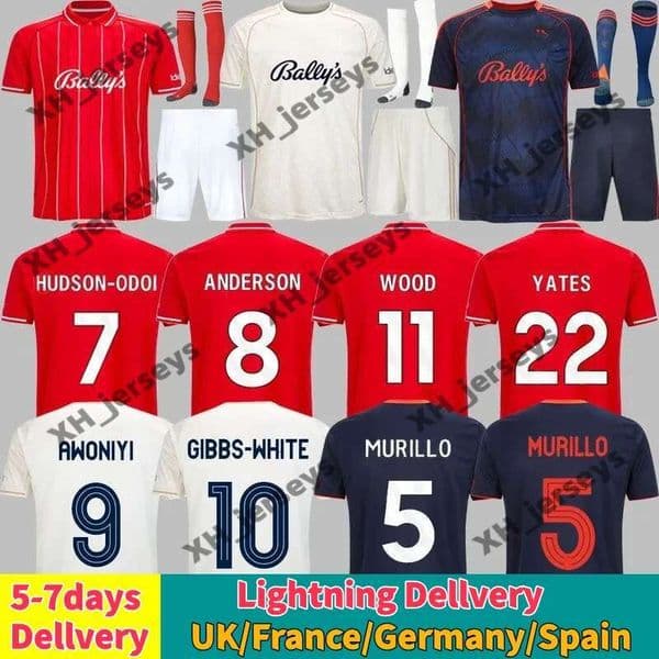 Nottingham 25 26 LINGARD Soccer GIBBS-WHITE Men Kids Kit 2025 Football Jersey WORRALL WILLIAMS AWONIYI ANDERSON WOOD SANGARE