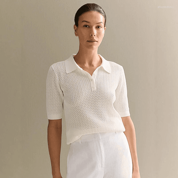 Women's T Shirts Tornova Short Sleeve Knitted Shirt Woman Summer Casual Loose Lapel Solid Ins Tops Pullover Female Sweater Outwear