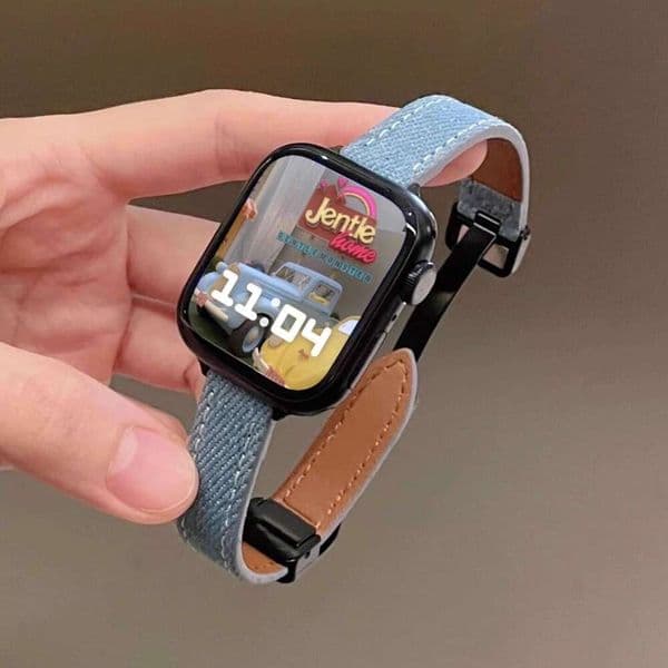 Autumn and winter strap suitable for Apple Watch 7, iWatch denim magnetic strap, S8 foreign trade cross-border